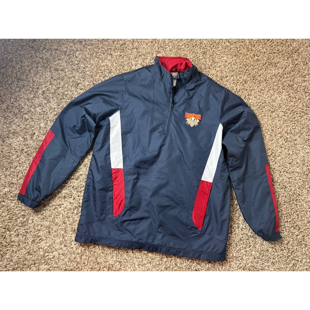 Cooperstown Dreams Park Half Zip Windbreaker Jacket Small Red Navy Baseball
